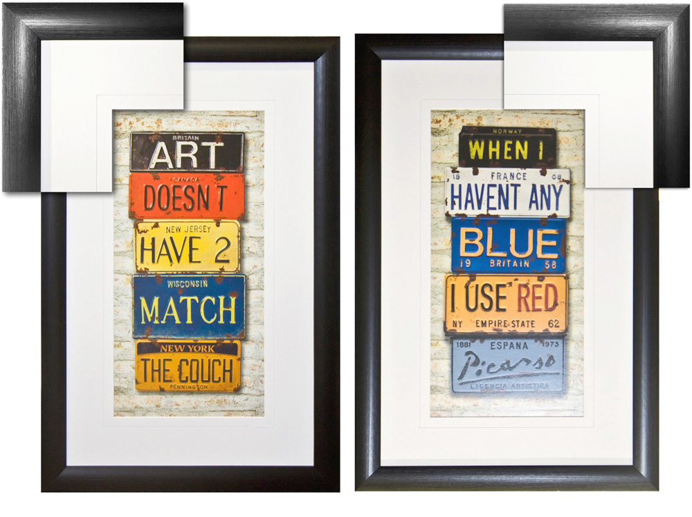 FP035 Wall décor art framed print set of 2 Picasso black frame